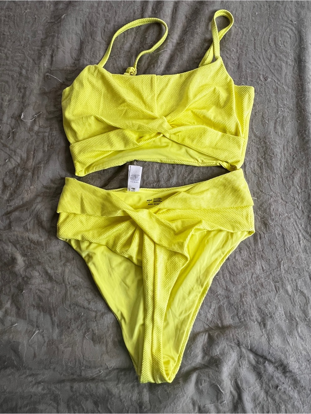 Aerie High Waisted Cheeky Bikini Neon Yellow Size L Summer Vacation Swimming